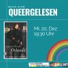 Infografik "Queergelesen" mit Buchvover "Orlando"